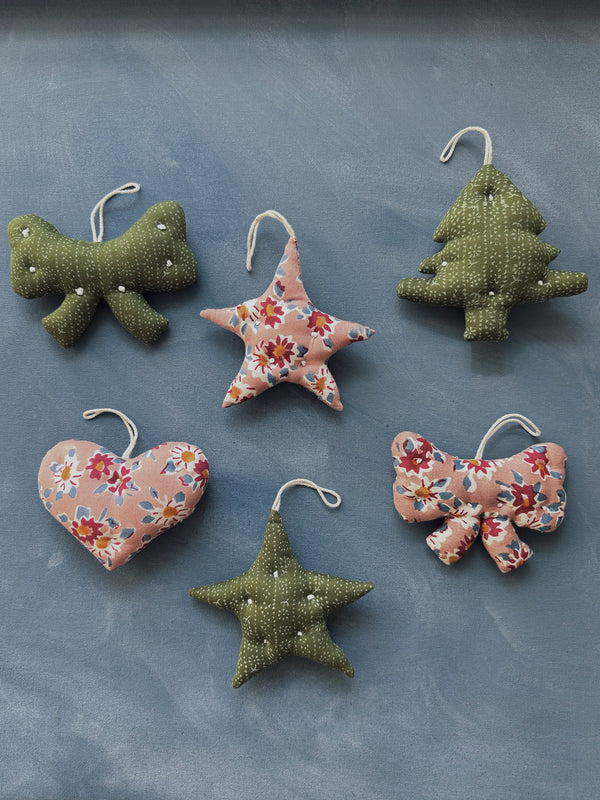 Star Ornament, Calico Stripe Moss