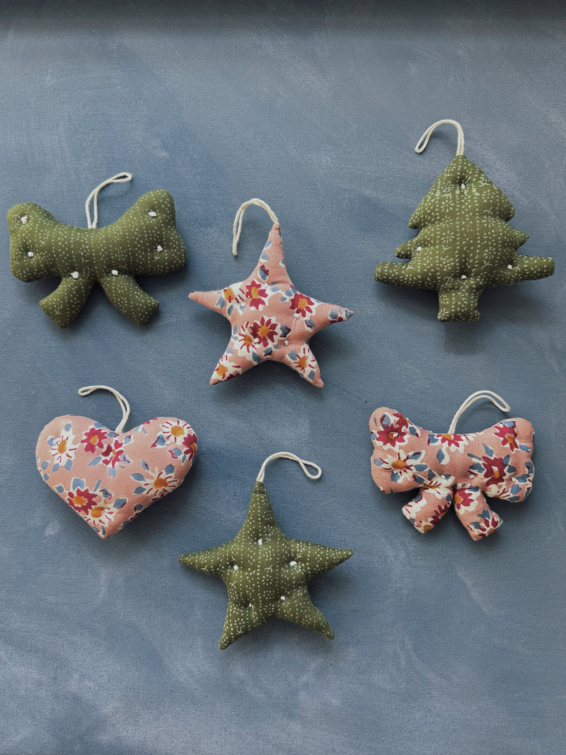 Star Ornament, Calico Stripe Moss