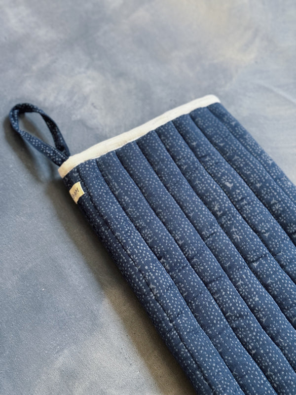 Quilted Stocking, Calico Stripe Blue