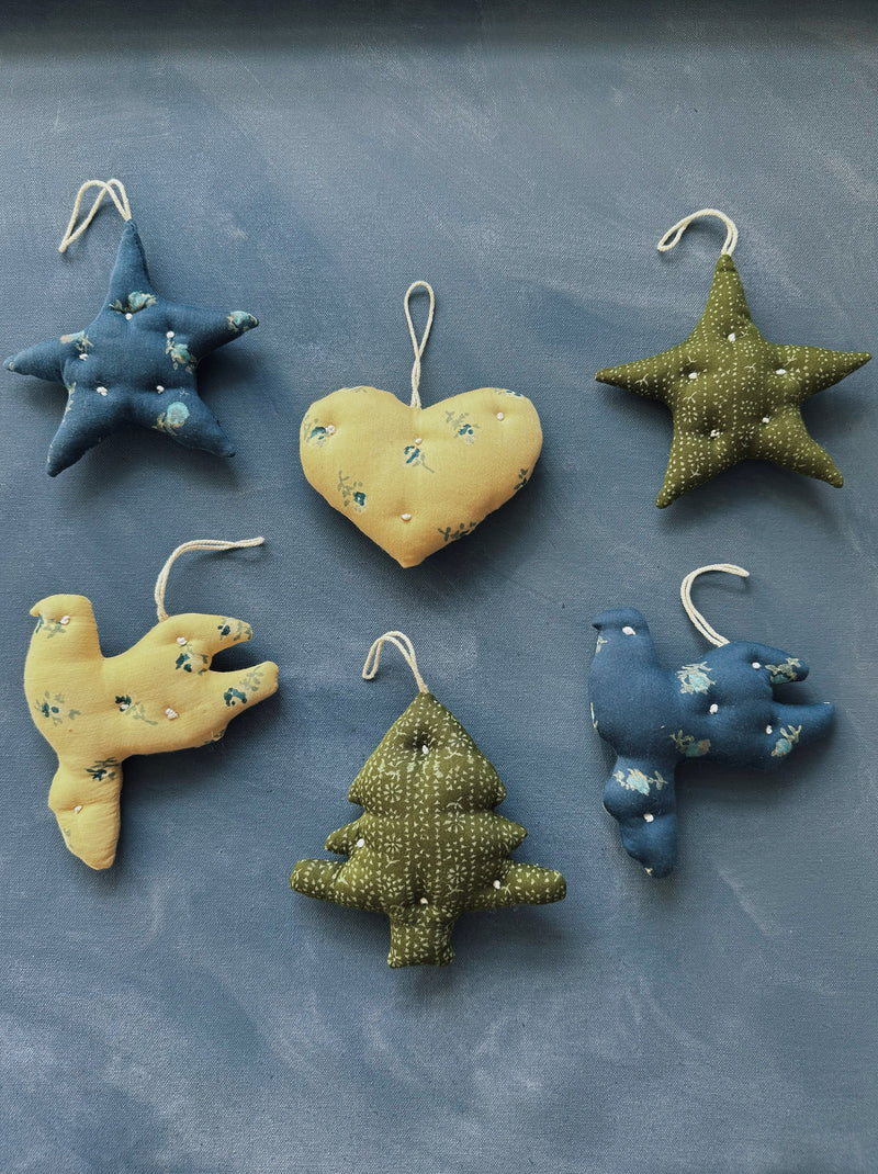 Star Ornament, Calico Stripe Moss