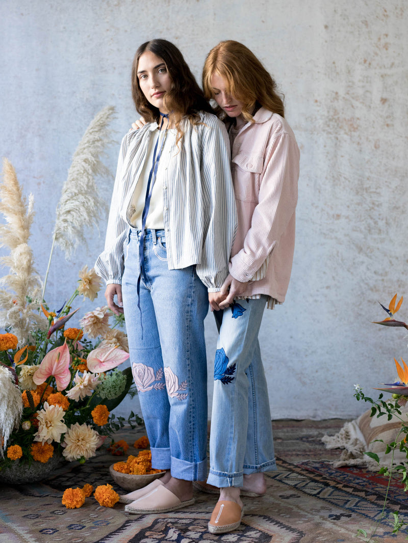 Conjure Flower Embroidered Denim - Bliss And Mischief