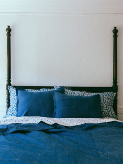 Duvet Cover in Calico Stripe Blue