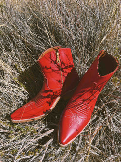 Bliss And Mischief-Short Cowboy Boot in Red