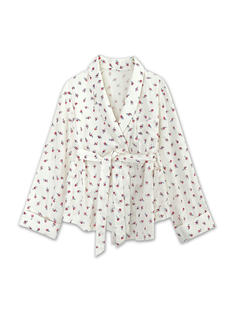 Louise Wrap Robe Shirt, Gardenia