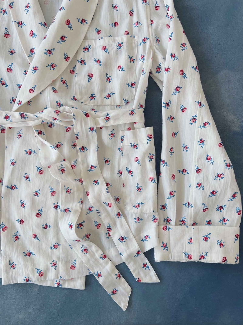 Louise Wrap Robe Shirt, Gardenia