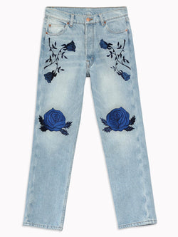 Conjure Flower Embroidered Denim - Bliss And Mischief